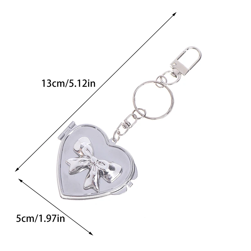 

Складной зеркальный брелок в форме сердца с бантом, автомобильный брелок, двустороннее зеркало, подвеска в стиле Y2k, сумка, милый, крутой, модный модный декор