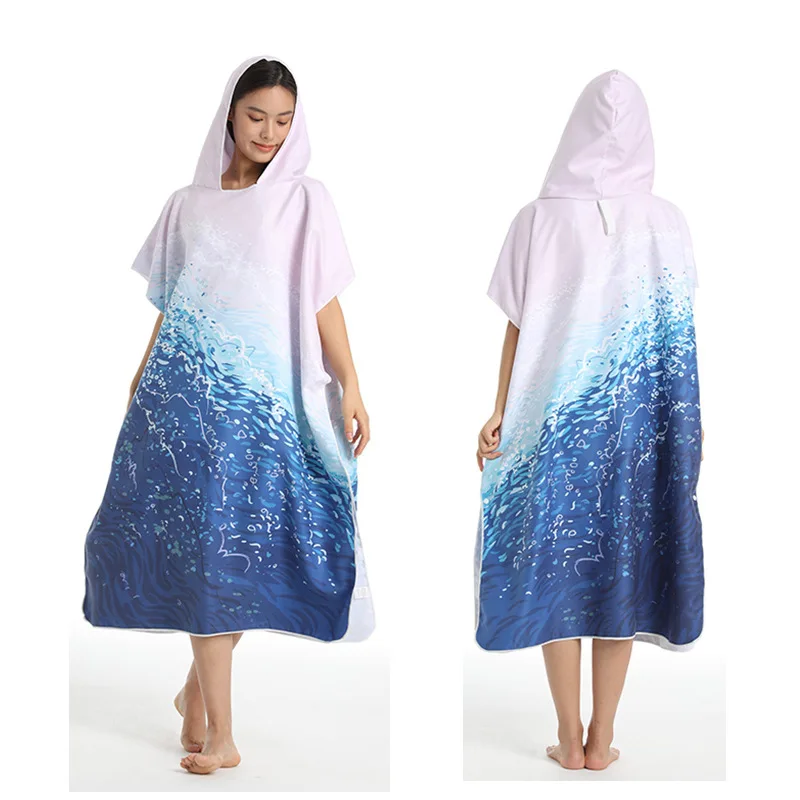 

Quick Drying Beach Swimming Hooded Bathrobe Cloak Double Sided Velvet Men's And Women's Cloak Surfing Changing Bath Towel Towel