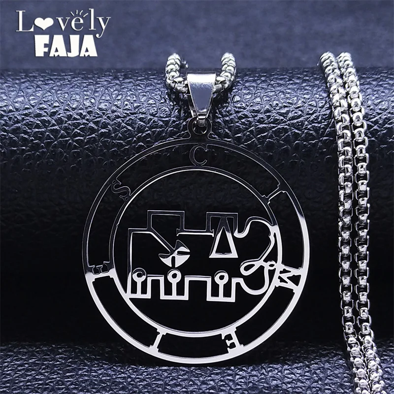 

72 Demon Sigil CIMEIES Stainless Steel Necklace Chain Women/Men Silver Color Necklaces of Satan Jewelry collier femme N4595S04