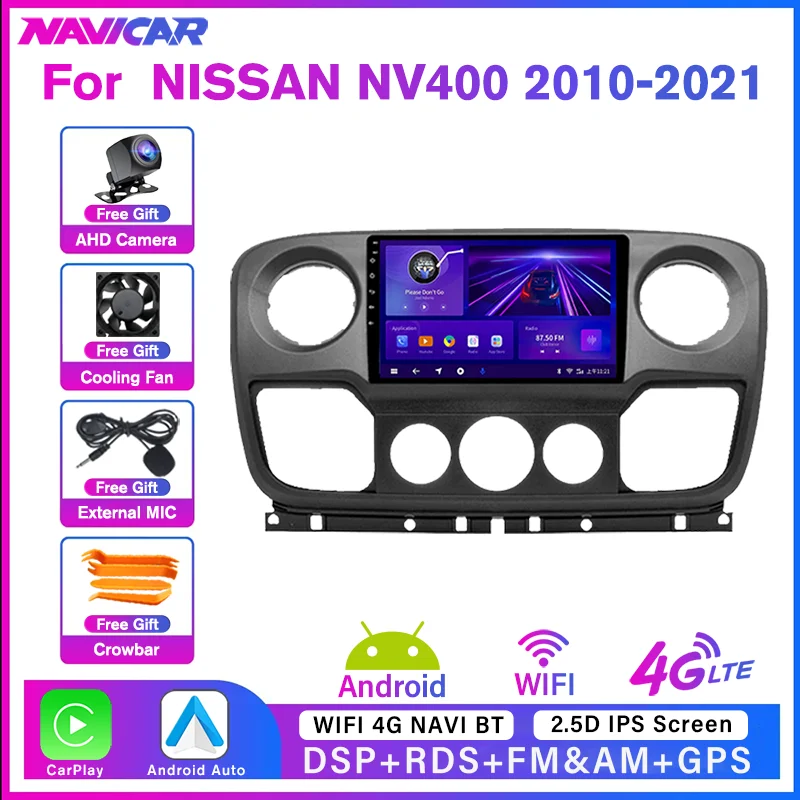 

NAVICAR Car Radio For Renault Master For OPEL Movano For NISSAN NV400 2010-2021 Video Player Carplay GPS Navigation Android DSP
