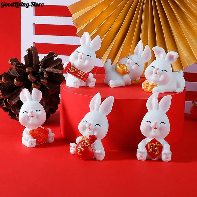 

Miniature Cute Chinese New Year of the Rabbit Zodiac Micro Landscape Dollhouse Bunny Ornament
