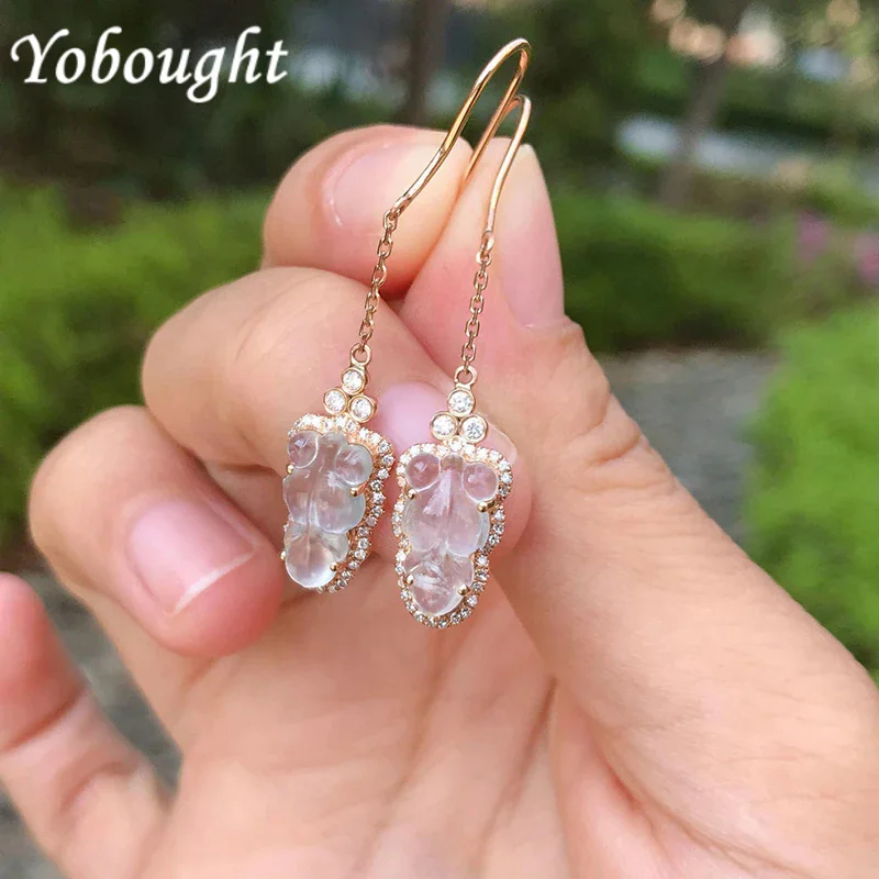 Оригинальные Серебряные серьги с бриллиантами из натуральных ледяных семян Hetian