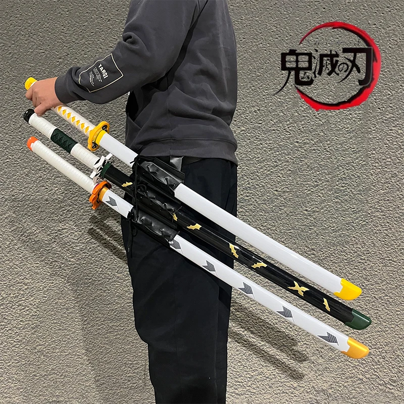 104CM Demon Slayer Katana Kamado Tanjirou Bamboo Sword Anime Cosplay Prop Wooden Weapon Model Kids Gift Ninja Blade Katana Decor