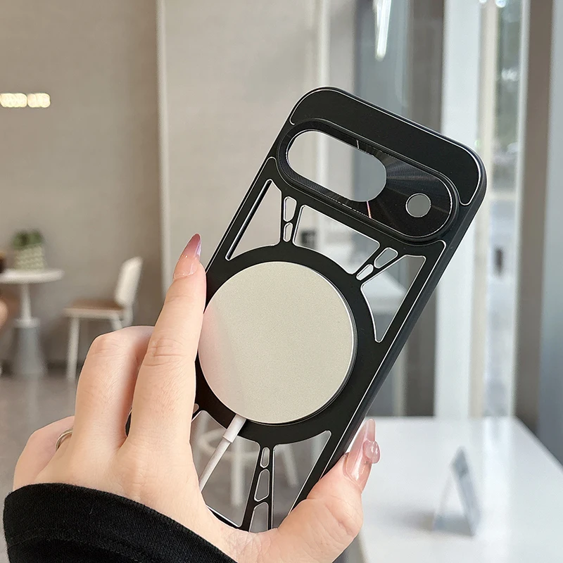 Фото Металлический магнитный чехол для Google Pixel 9 Pro XL, 9 Pro, 9A, 9 с вырезами для отвода тепла, MagSafe, полная защита камеры, Fundas №4