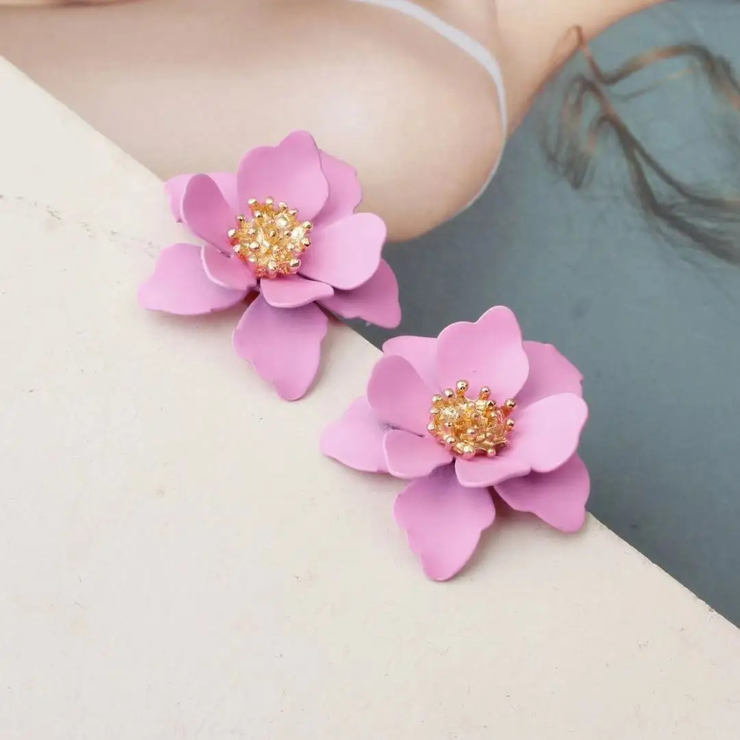 

S925 Silver Needle Senior Red Petals Net Red Temperament Cute Small Flower Earrings Female Jewelry Earings Fashion Jewelry