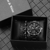 quartz wristwatches for men original gifts male luxury bracelet set fashion business watch for boyfriend relogio masculino