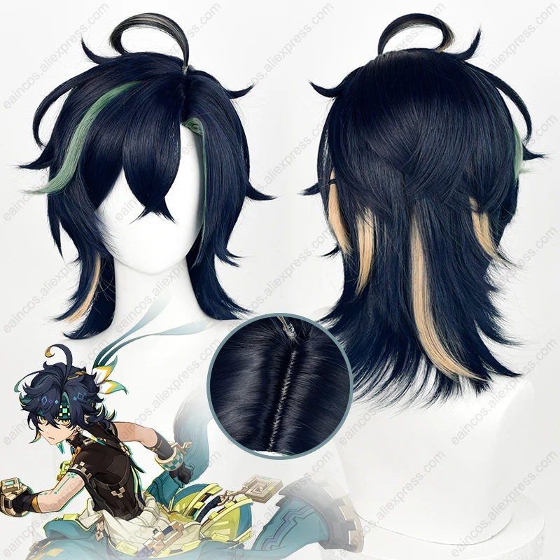Парик для косплея Kinich 35 см смешанные цвета короткие волосы термостойкие