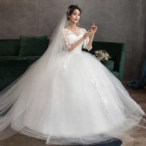Wedding Dress Bride Ball Gowns Lace Up Dresses Pregnant Women High Waist Plus Size Wedding Dresses