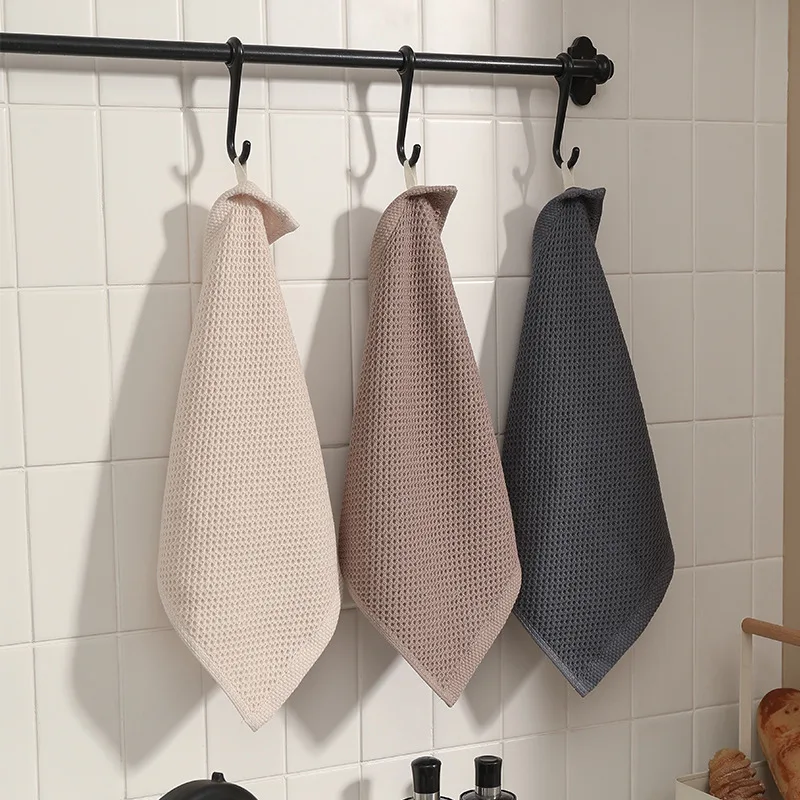 

2PCS Absorbent Cotton Towel Non-stick Oil Household Kitchen Towel Tea TableTop Cleaning Honeycomb Rag Home Cleaning Towels