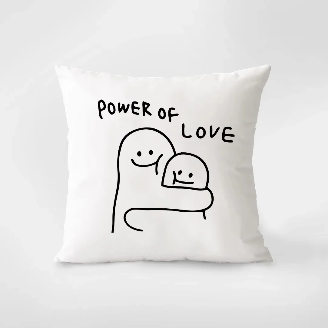 Черно-белая наволочка с животными и линиями украшение интерьера наволочки для