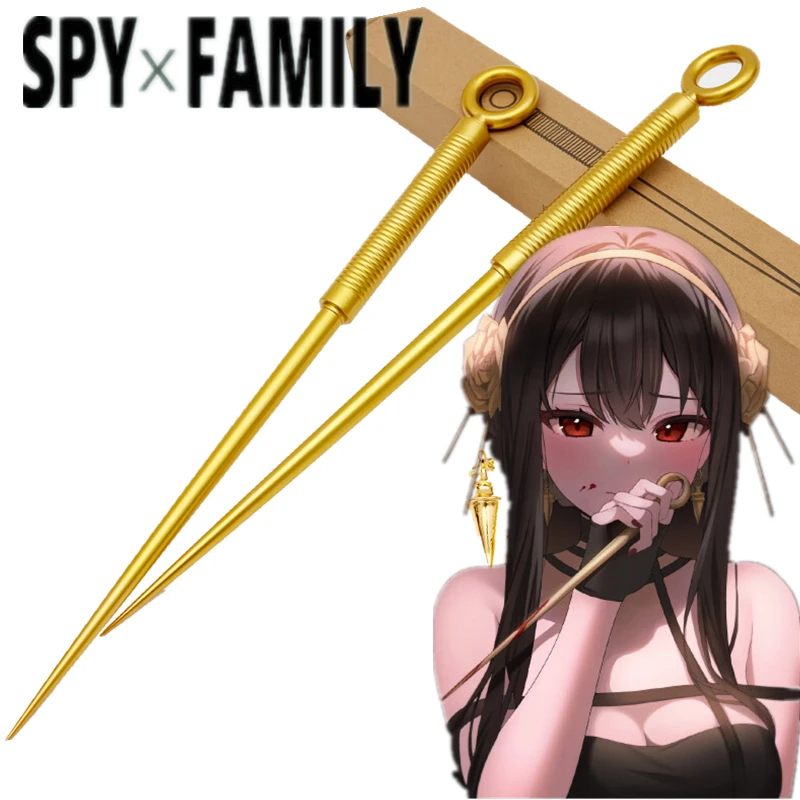 

Anime SPY×FAMILY Cosplay Yor Forger Gold Tapered Rose Flowers Killer Weapons Halloween Needles Thorn Accessories Briar Prop