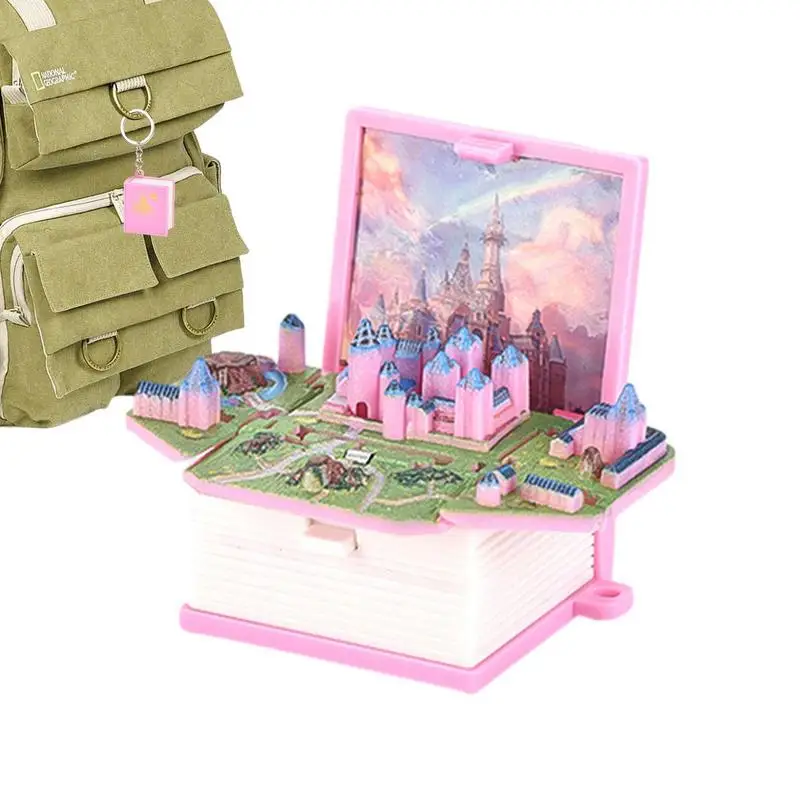 

Castle Keychain Mini Stereo Castle Book Keychain Toys Relaxation Toys Children Kids Toys 3D Birthday Jewelry Pop-up Gift Car Key