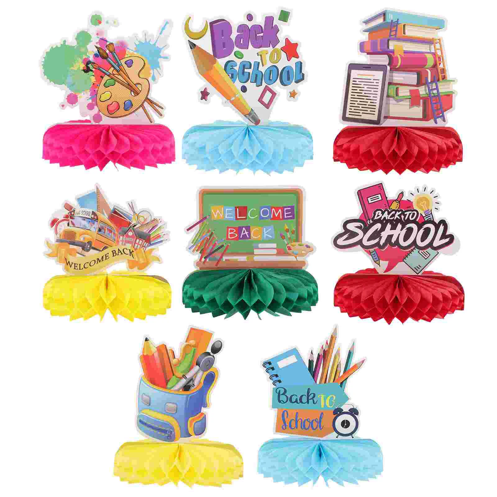 

8pcs Classroom Party Decorations Honeycomb Centerpiece Table Decor for School