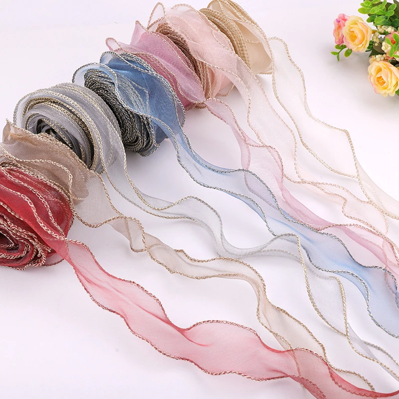 

25/50/100 ярдов, ткань из полиэстера, кружево, жемчуг, волнистый золотой край, «сделай сам», одежда, швейные принадлежности, 4 см, лента, кружево, изделие для одежды, оптовая продажа