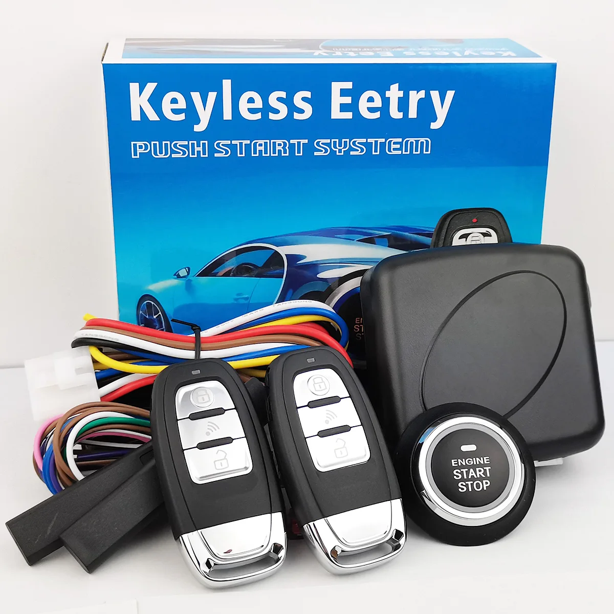 

Universal PKE keyless entry one-button start car auto push start stop engine alarm system Remote Central Lock car accessories
