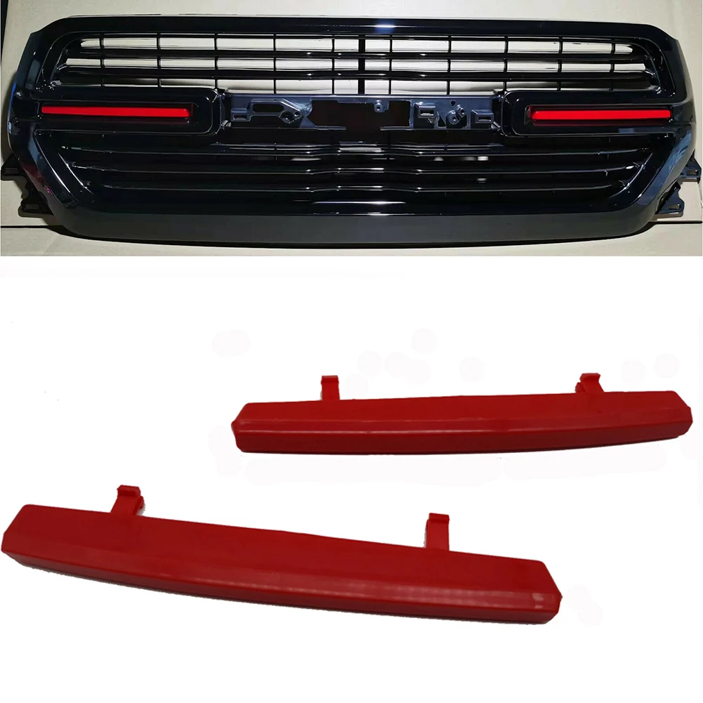 

2 шт. передняя решетка радиатора автомобиля вставка рефлекторная пластина красный ABS аксессуары для Dodge Ram 1500 2019-2021высокое качество