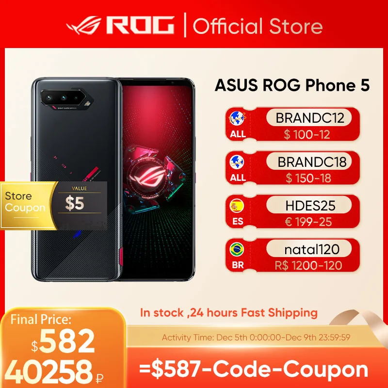 ASUS ROG Phone 5 5G Smartphone Snapdragon 888 6.78'' 144Hz AMOLED 6000mAh 65W Fast charging Gaming Phone NFC Global ROM