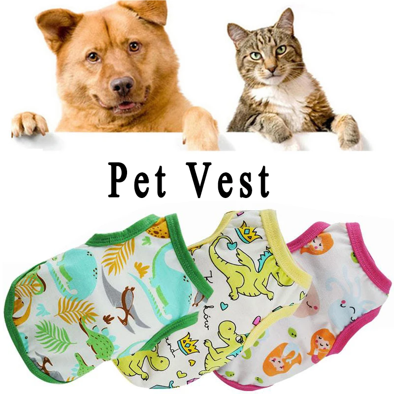 

Весенне-летняя одежда для собак, футболка для домашних животных, Симпатичный жилет с принтом для маленьких и средних собак, аксессуары для щ...