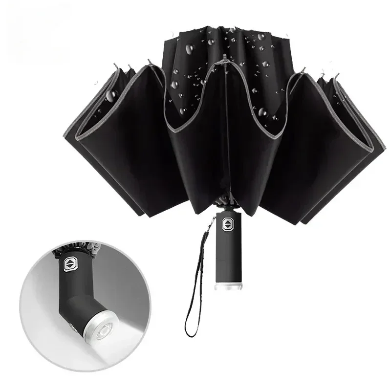 Автоматический Ветрозащитный Зонт Со Светодиодной Подсветкой И Светоотражающей