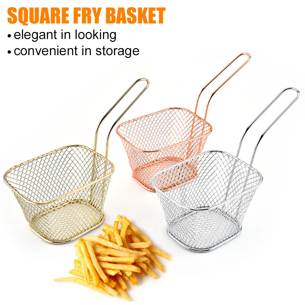 1Pcs French Fries Basket Stainless Steel Frying Basket Strainer Fryer Kitchen Cooking Tool Mini Chef Basket Colander Tool images - 6