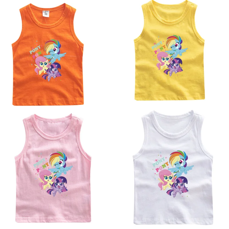 

My Little Pony Anime Cartoon Children's Vest Girls Thin Section Summer Dress New Sleeveless T-shirt Outside Wear Summer Clothes