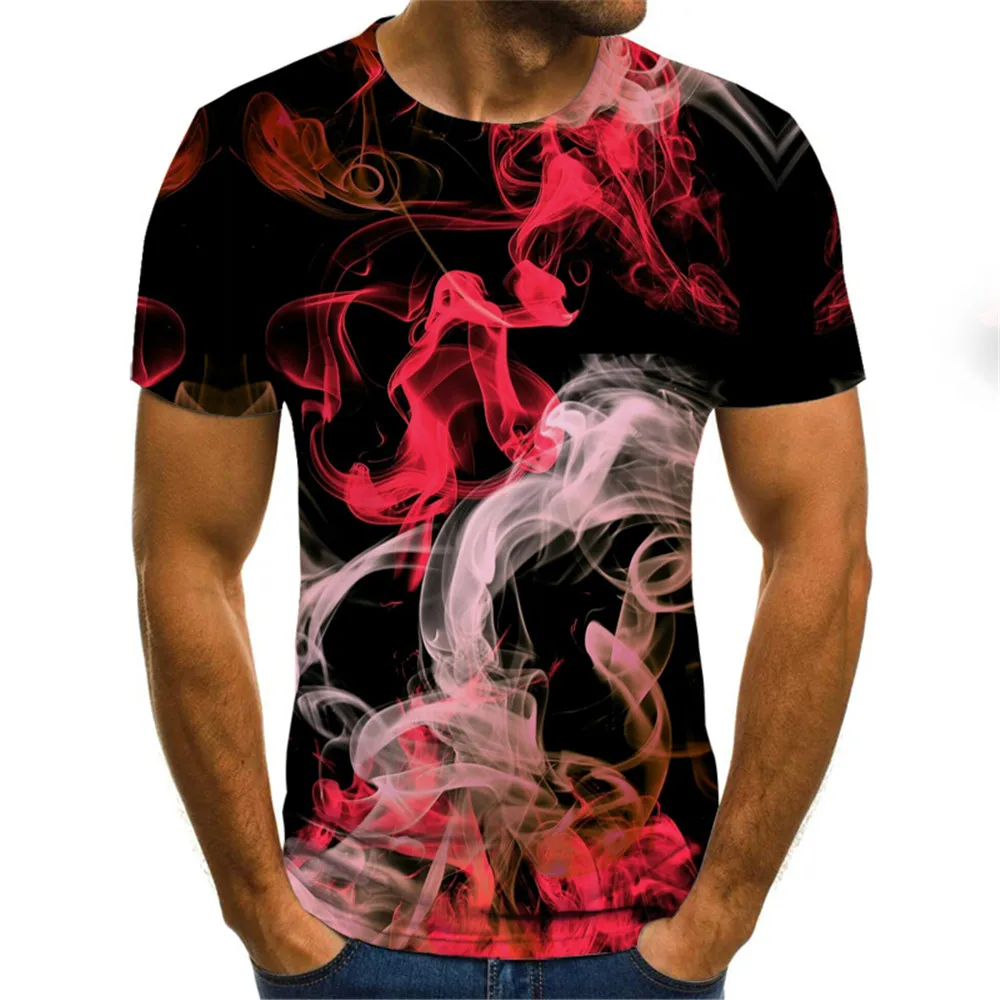 

New 3d T -Shirt Flame Fashion T -Shirt Men And Women T -Shirt Summer Casual Hip -Hop Street Clothing Black Smoke 3d T -Shirt