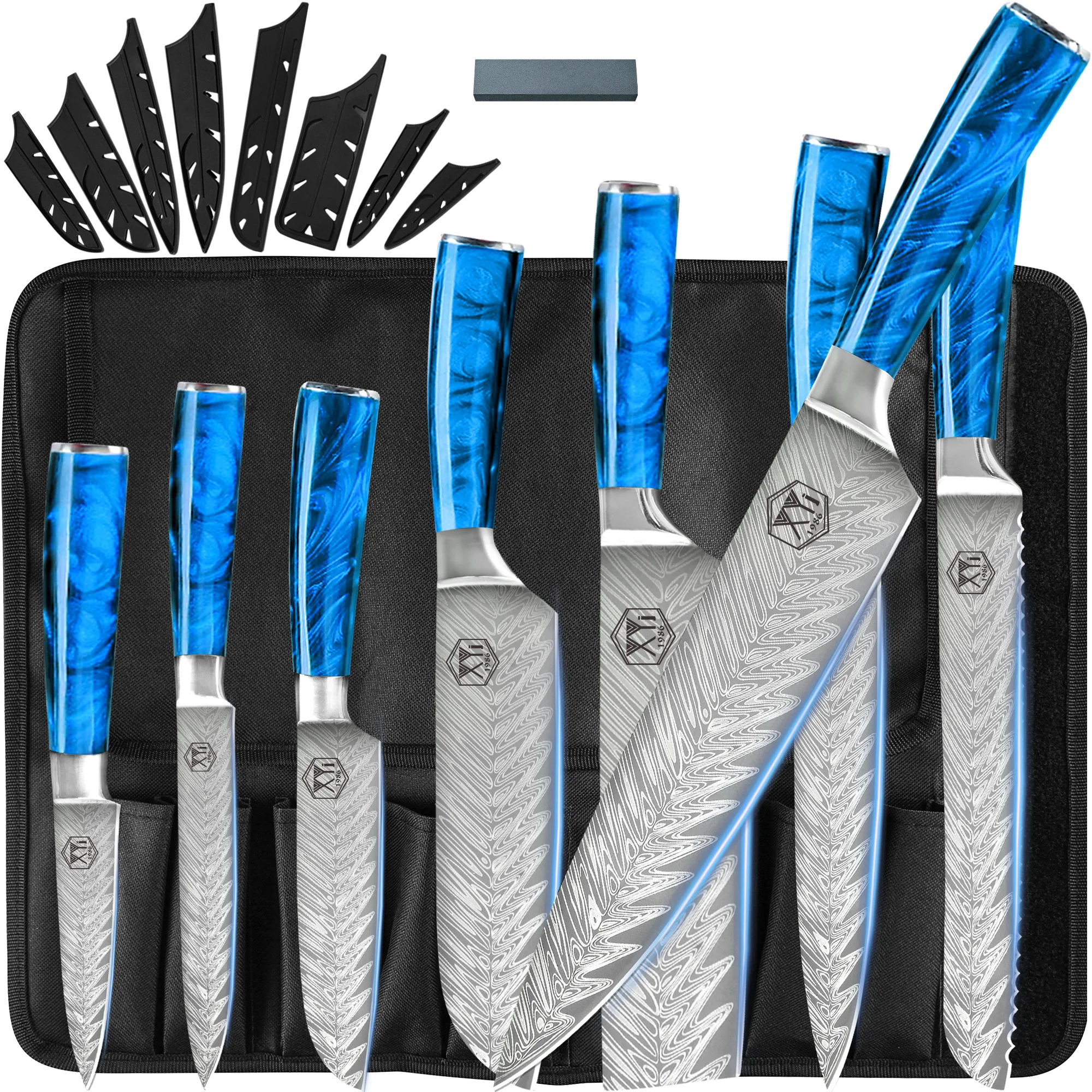 

Набор кухонных ножей шеф-повара с лазерной дамасской ручкой, 8 дюймов