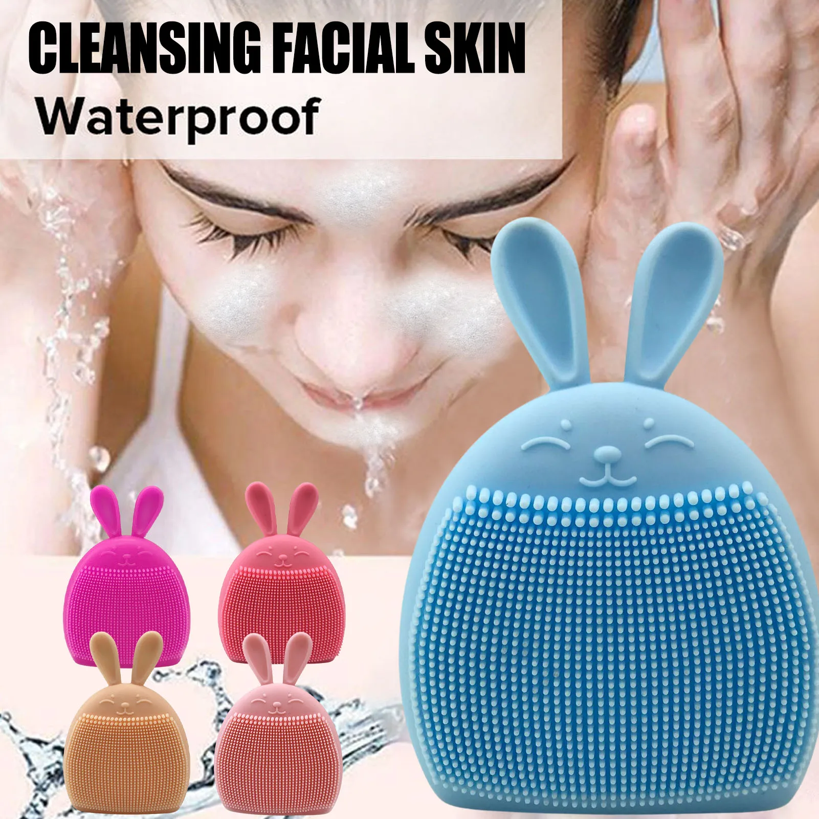 

Silicone Facial Cleansing Brush Face Scrubber For Women Men Face Cleanser Brush Cute Rabbit Ears Shape Face Brushes Handheld