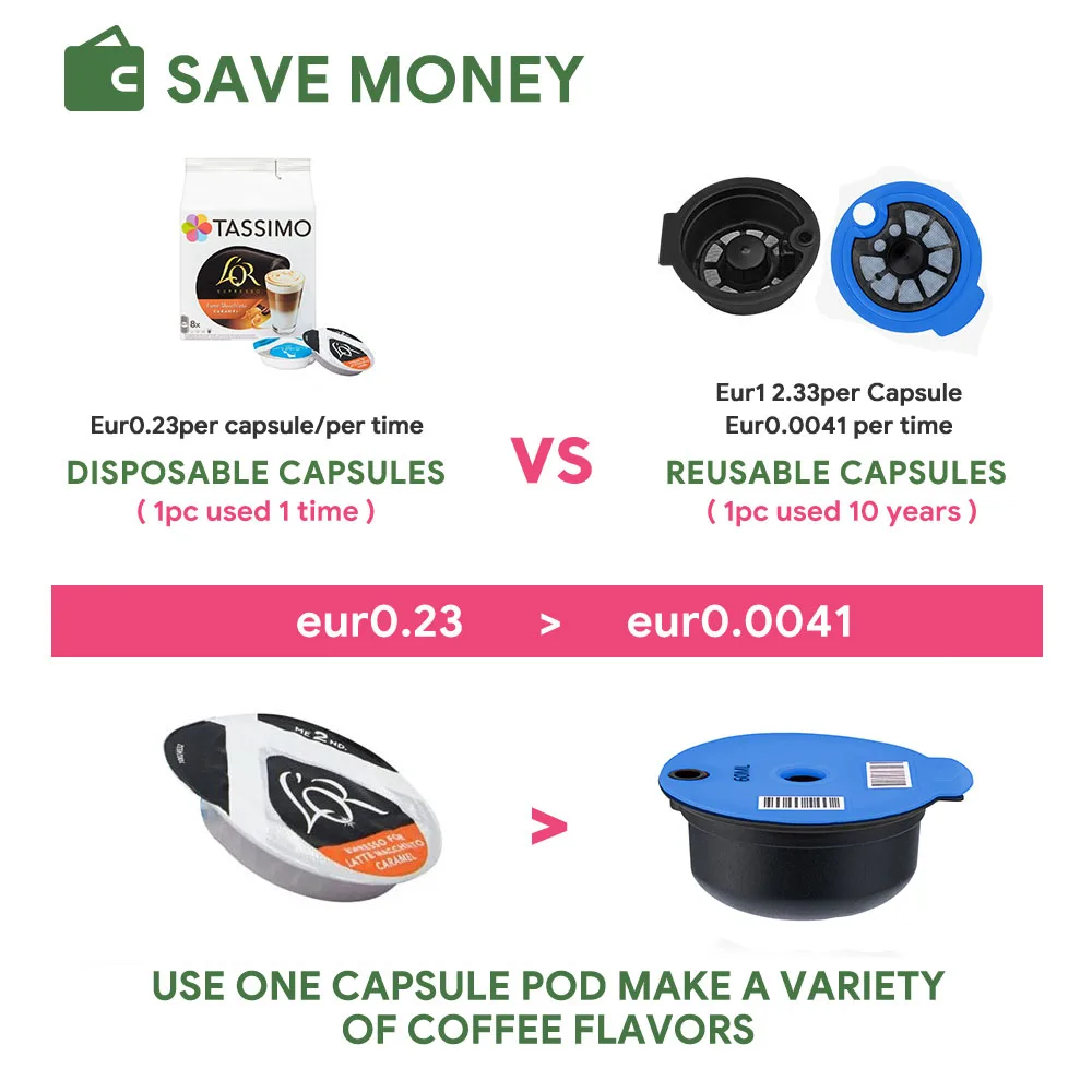 

Refillable Coffee Capsule for Tassimo Bosch Machine Reusable Coffee Filter Pod Espresso Maker Food-grade Silicone capsul filter