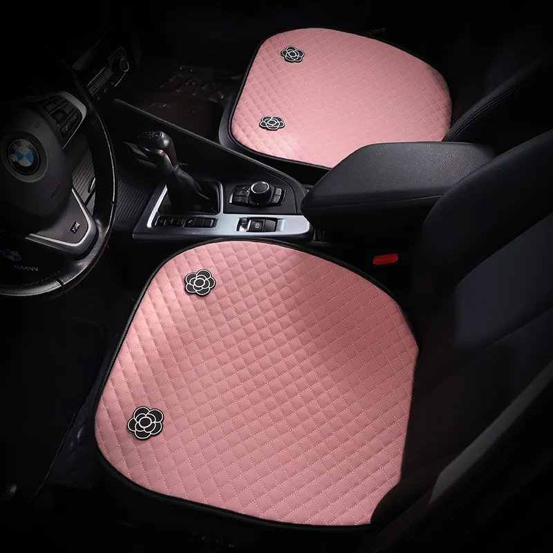 

Four Seasons Universal Leather Camellia Fashion Car Interior Decorations Protective Car Seat Cushion