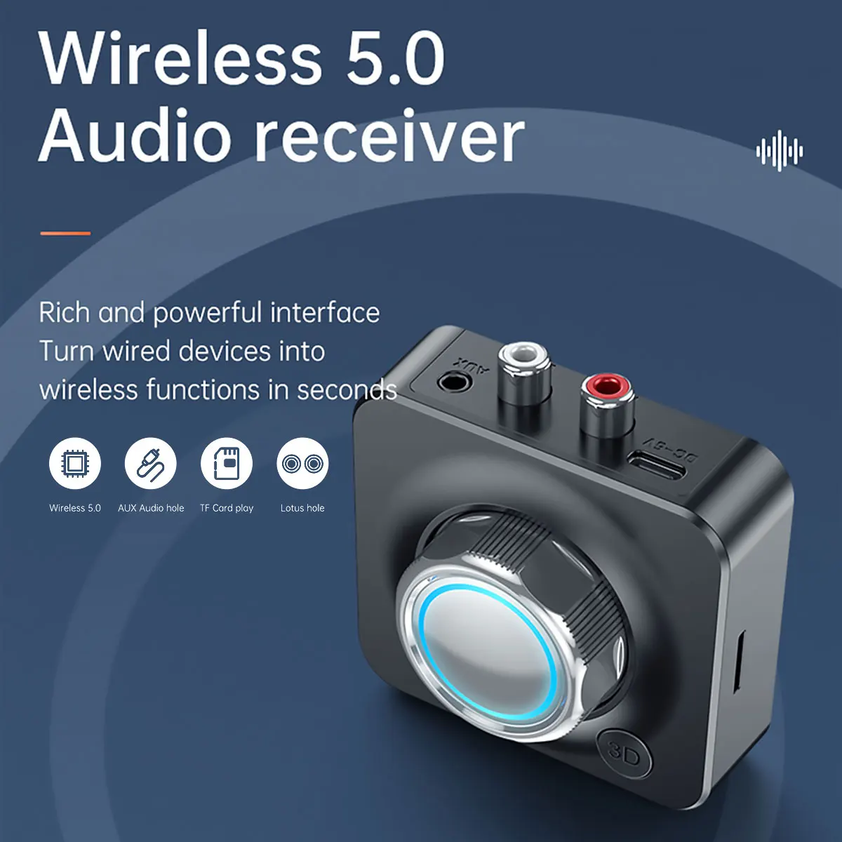 

3D Stereo Bluetooth 5.0 Audio Receiver Transmitter 3.5mm 3.5 AUX USB Stereo Music Wireless Audio Adapter For TV PC Car Headphone
