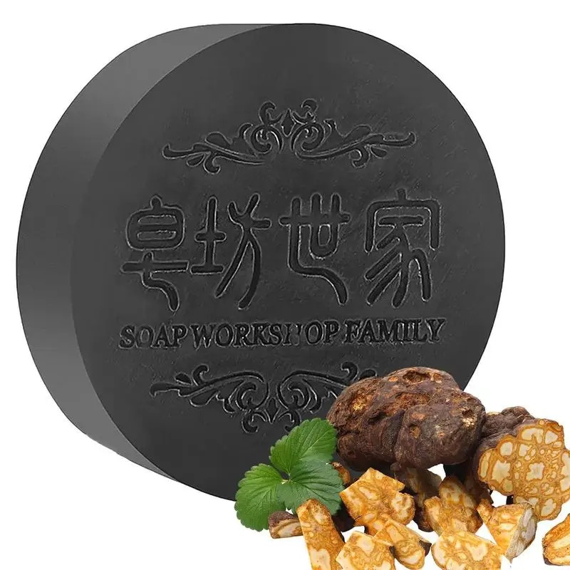 Polygonum Hair Darkening Shampoo Bar Hair Cleaning Shampoo Soap Solid Shampoo Natural Hair Strengthen Nourish Hair Roots