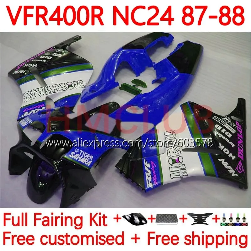 

Body For HONDA VFR400 R V4 VFR400RR RVF400R VFR400R 1987 1988 RVF VFR 400 R RR 400R CC NC24 87 88 Fairing 132No.154 blue glossy