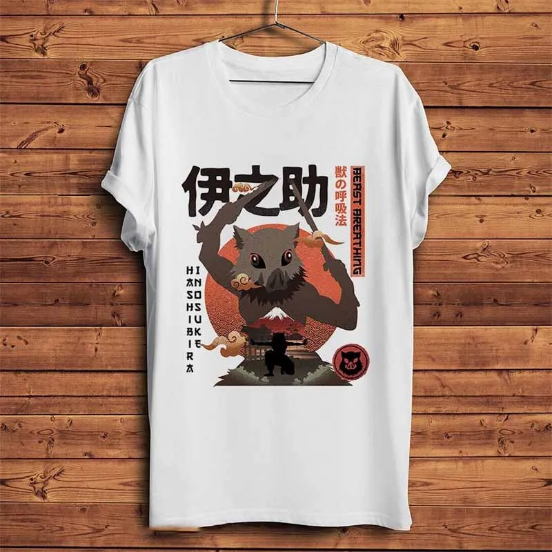 

Demon Slayer Kisatsutai Wild Hashibira Inosuke Funny Anime T Shirt Homme White Casual Tshirt Men Unisex Manga Streetwear Tee