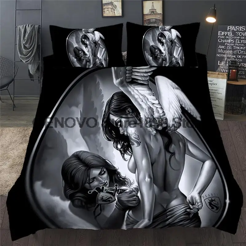 

Sexy Beauty Angel Bedding Set 3D Print Duvet Cover Set Single Double Twin Full Queen King Bedclothes Home Textile For Adults
