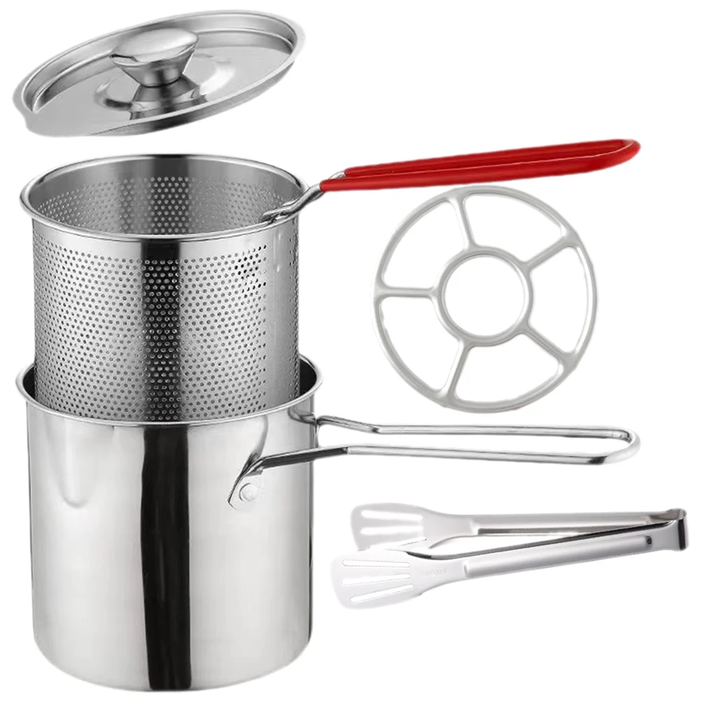 

Мини-Вок фритюрница из нержавеющей стали горшок корзина крышка рыба глубокие спагетти 28x12 см Плита Топ жаровня