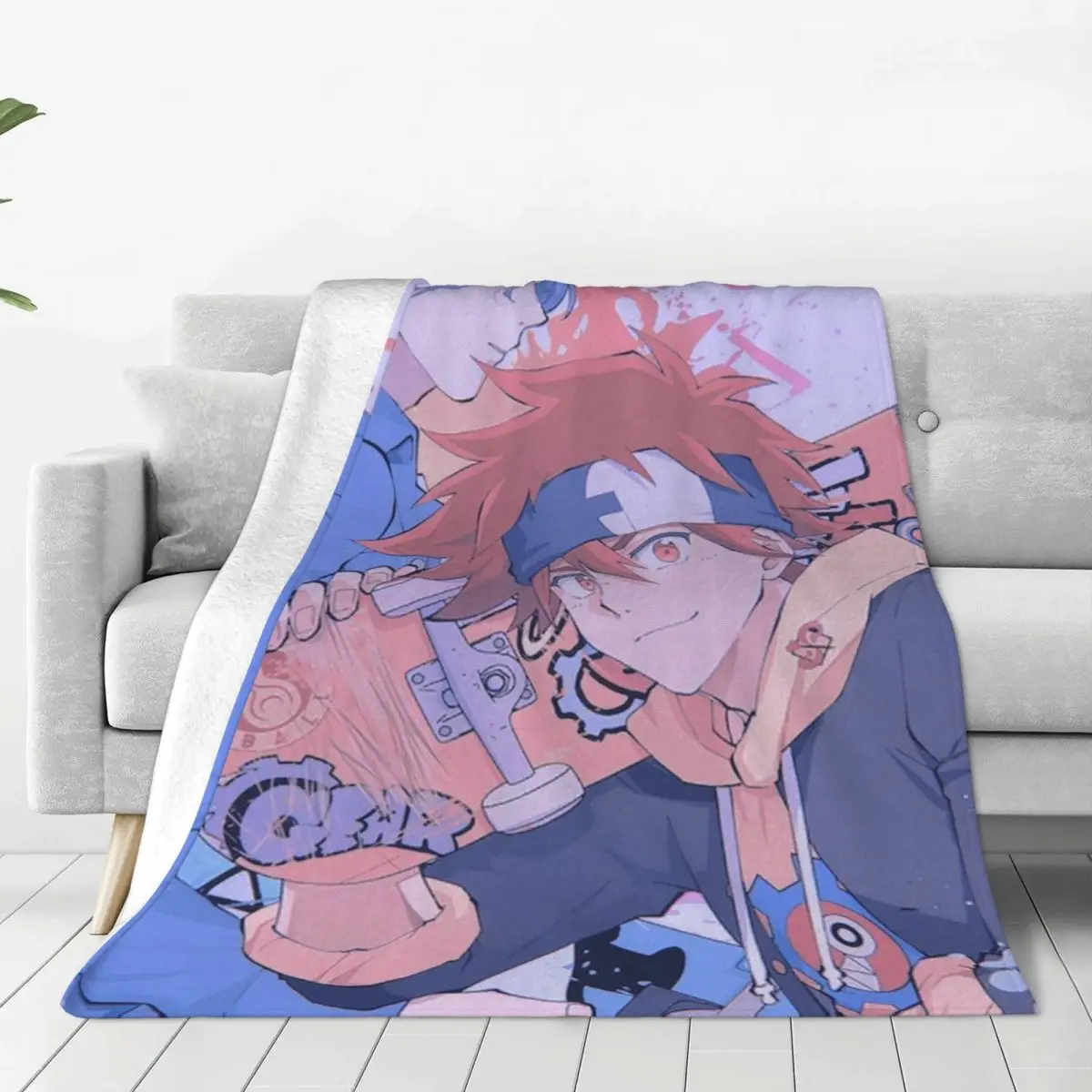 

SK8 The Infinity Skateboard Boys Fleece Throw Blanket Anime Reki Langa Blanket for Bed Car Soft Bedspread