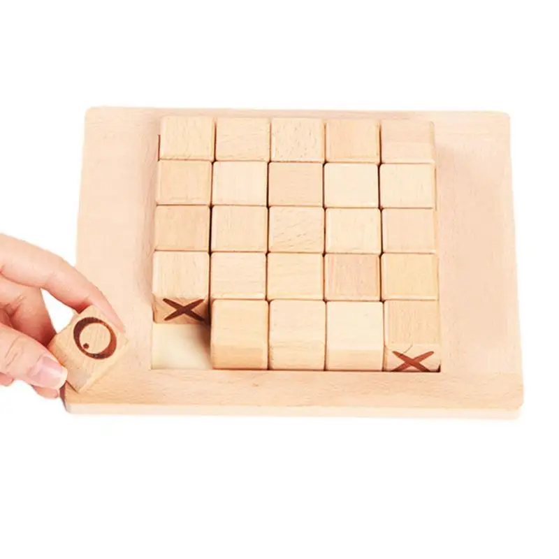 

Настольная игра Tic-Tac-Toe, настольная игра с 25 деревянными шахматами, 5 в одном, настольная игра, развивающая классическая настольная игра для