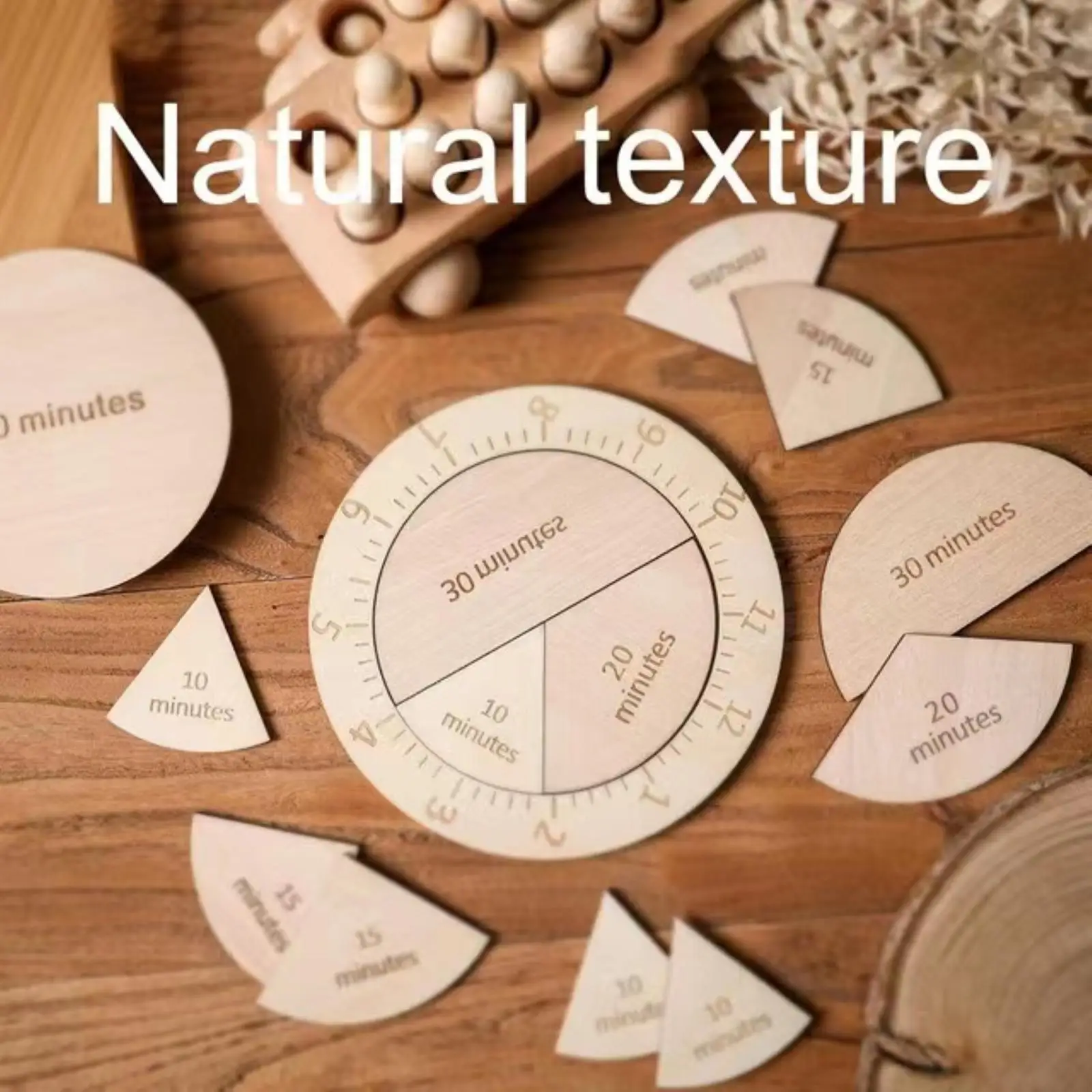

Children Wooden Clock Toy Hour Minute Cognition Kindergarten toy Teaching Aids Time Fraction learning clocks for 3 Years +