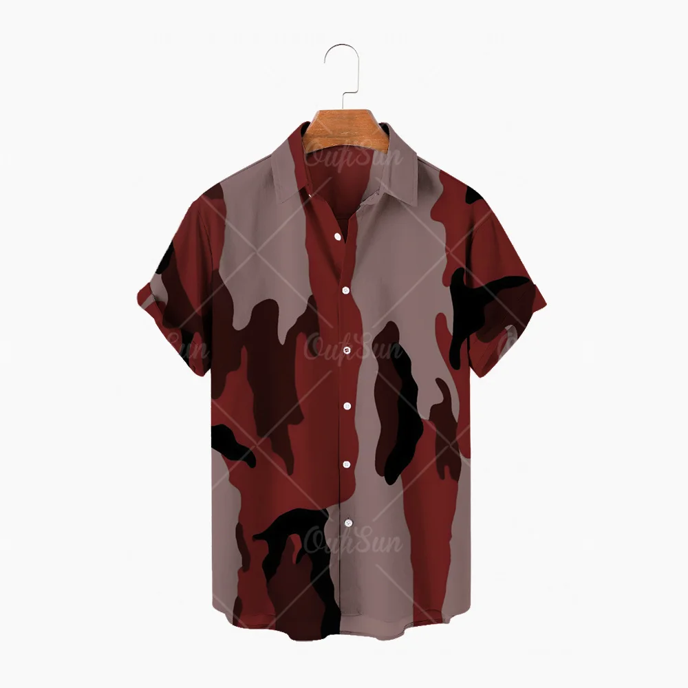 

Ttgdfv 2022 Hawaiian short-sleeved shirt camouflage print summer hip-hop streetwear Harajuku shirt oversize