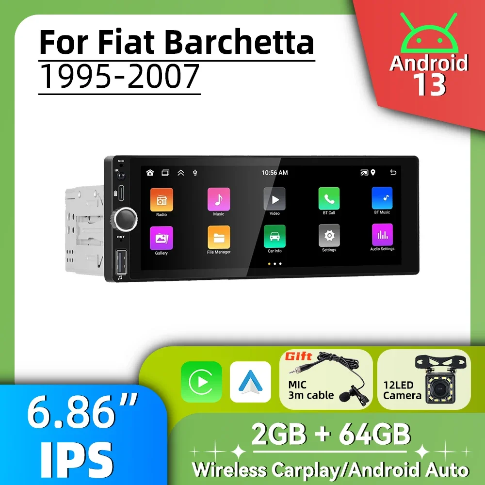 Стерео экран 6 86 дюйма для Fiat Barchetta 1995-2007 Carplay Android Auto автомобильный мультимедийный