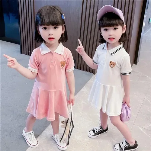 

Girl Short-sleeved Dress Cartoon Dress Printed Embroidered Cotton Round Neck Dress for Girls Kids Summer Dress Girl Nightdress