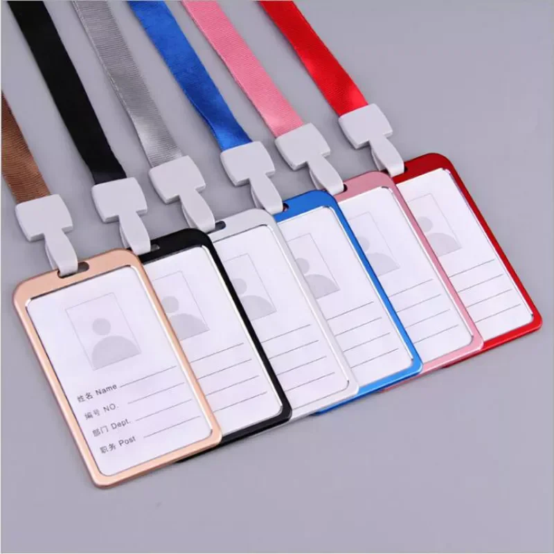 

Aluminum Alloy Card Holder Business Card ID Badge Holders Metal ID Business Case Office School nurse lanyards id badge holder