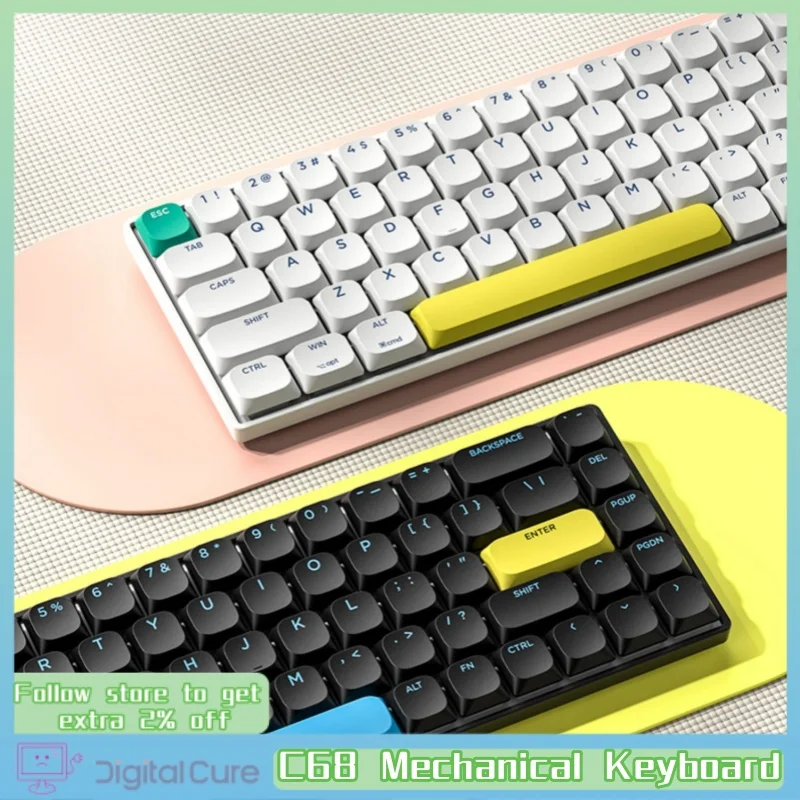 Механическая клавиатура Xinmeng C68 2024 красная ось беспроводное трехрежимное