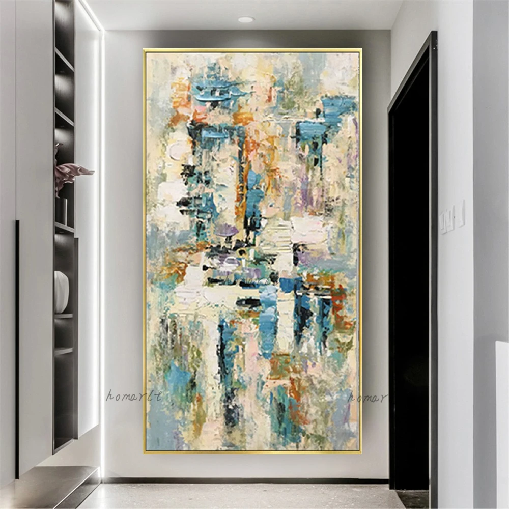 

Nordic Handmade Home Decor Drawing Modern Scraper Thick Texture Canvas Oil Paintings On Panel Wall Art Picture For Living Room