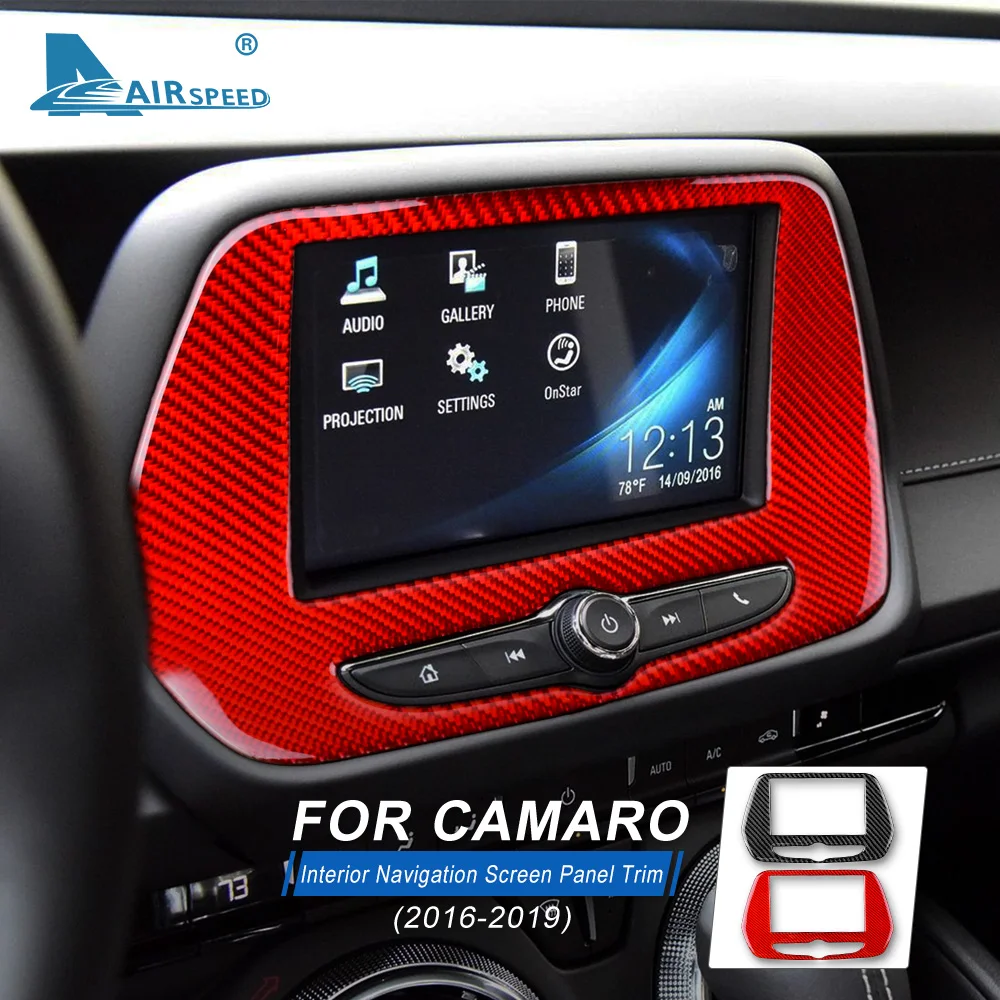AIRSPEED Carbon Fiber for Chevrolet Camaro 2016 2017 2018 2019 Accessories Interior Trim Navigation Screen Panel Cover Sticker