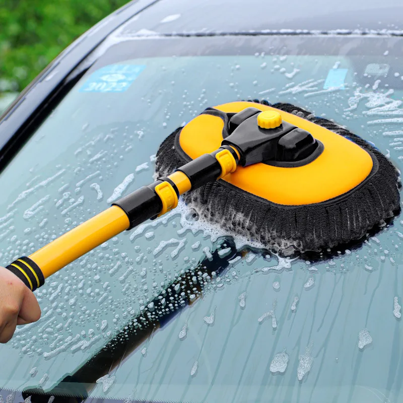 

Car Wash Cleaning Brush 15 Degrees Bending long handle telescopic Chenille Velvet Soft Bristle Brush Auto Accessories