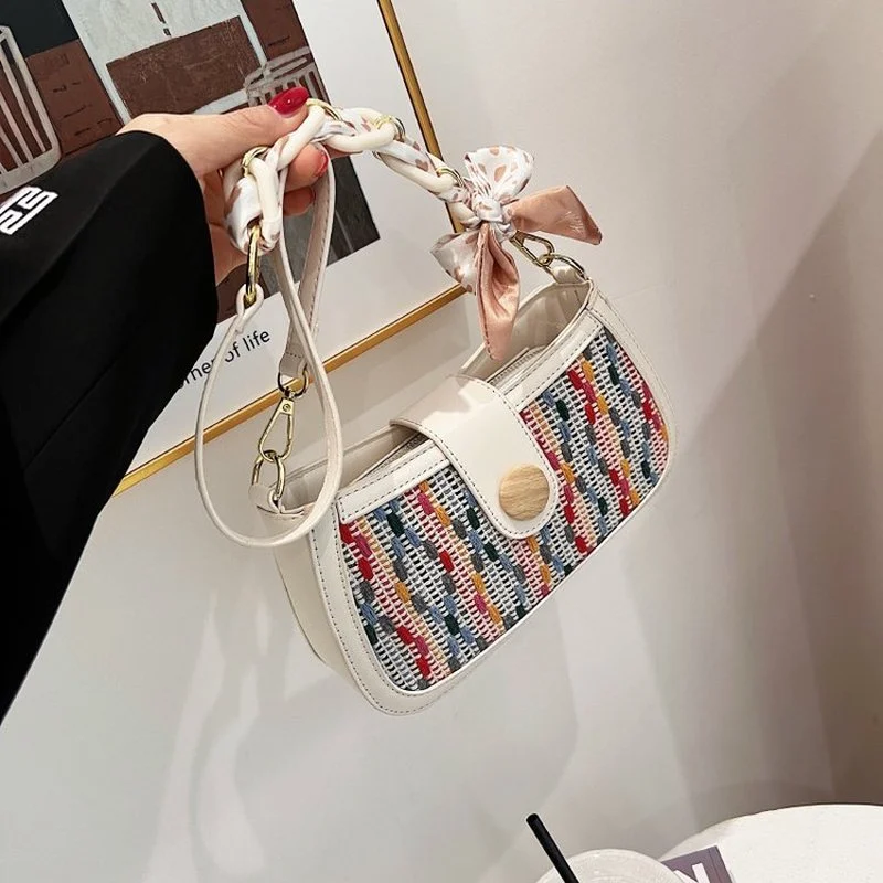

Crossbody Bags Women Plaid Vintage Zipper Underarm Shoulder Bag PU Leather Sweet Lovely Students All-match Korean Fashion Design