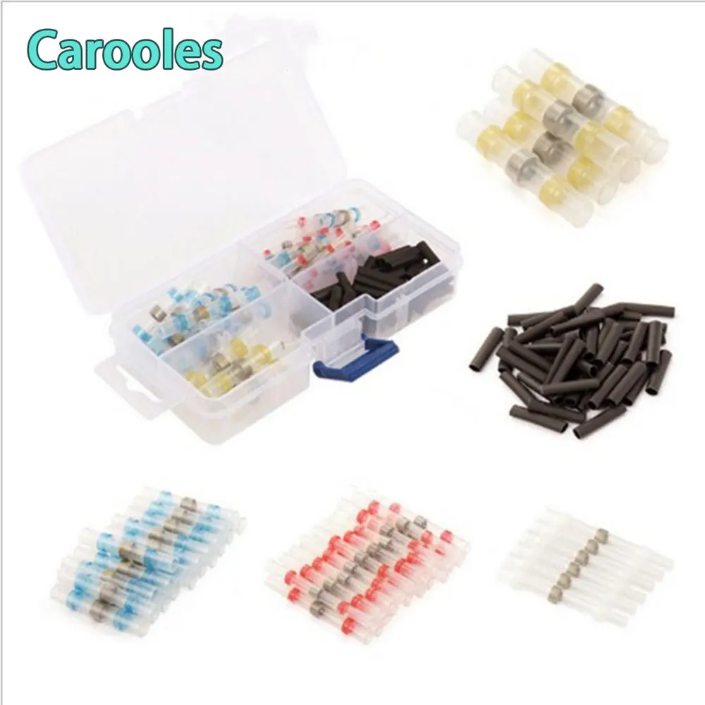 

100pcs Waterproof Polyolefin Heat Shrink Tube Sleeves Solder Seal Shrinkable Splice Wires Connectors Cable Terminal with Box