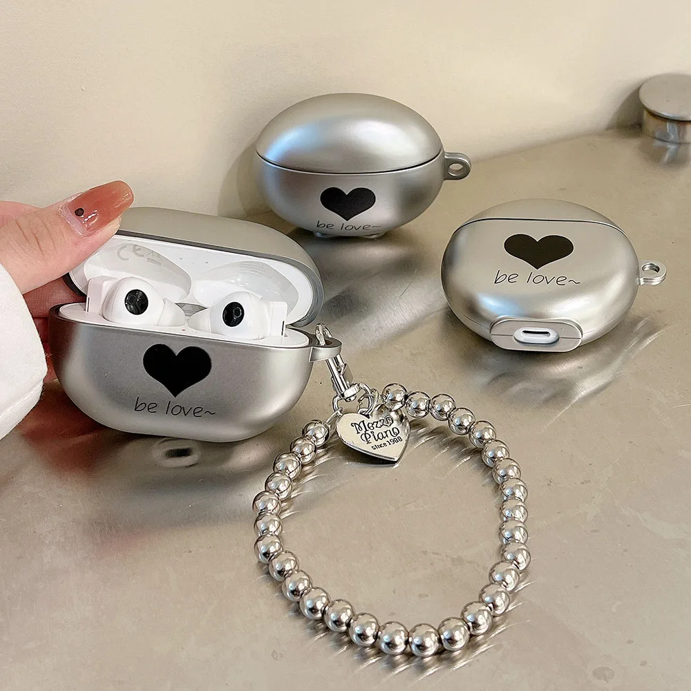 

Electroplated Matte Heart Case for Huawei Freebuds 4i 4 3 Pro 4E 5i Round Beads Bracelet Earphone Cases Charging Box Soft Cover